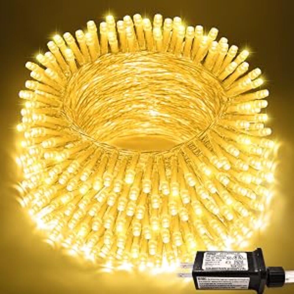 200 LED christmas Lights 66 ft warm white clear wire indoor outdoor